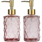 AIGIA 2 Pack Glass Soap Dispenser, 13.5 Ounce Kitchen Soap Dispenser for Bathroom, Hand Soap, Dish Soap